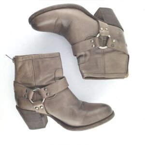 Frye Brown Leather Ankle Boots with Buckle